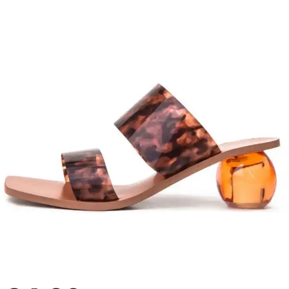 Tortoiseshell Statement Sandals 2 Strap Clear PVC